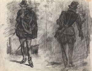 Zwei spanische Soldaten, einer von vorne, der andere von hinten gesehen