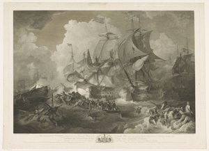 Sieg der englischen Flotte über die französische Flotte, 1794 von James Fittler