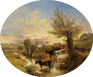 Landschaft mit Bach und Vieh, 1888 von James Flewitt Mullock