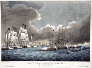 Schlacht von Plattsburg Bay: McDonoughs Sieg, veröffentlicht 1840 (handkolorierter Stich)