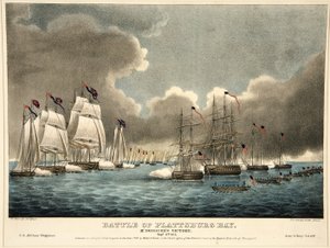 Schlacht von der Plattsburg Bay: McDonoughs Sieg, veröffentlicht 1840 von James Fuller Queen