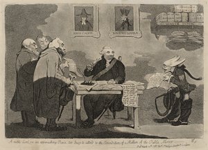 Ein edler Herr bei einem bevorstehenden Frieden zu beschäftigt, um sich um die Ausgabe von einer Million öffentlicher Gelder zu kümmern [Rückseite] von James Gillray