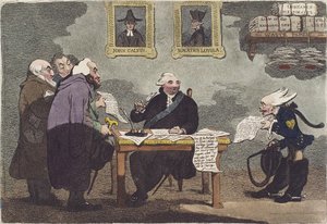 Ein edler Herr, bei einem bevorstehenden Frieden zu beschäftigt, um sich um die Ausgabe von einer Million öffentlicher Gelder zu kümmern von James Gillray (beschnitten) von James Gillray