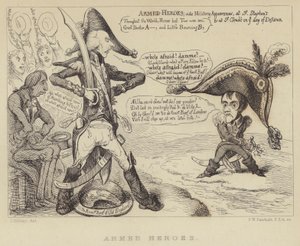 Bewaffnete Helden: Der britische Premierminister Henry Addington konfrontiert Napoleon und die Bedrohung einer französischen Invasion, 1803 von James Gillray