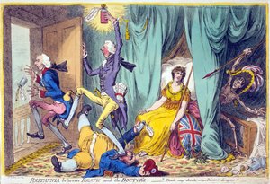 Britannia zwischen Tod und den Ärzten von James Gillray