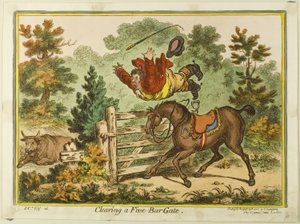 Ein Fünf-Balken-Tor überwinden von James Gillray