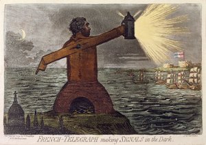 Französisch-Telegraph Signale im Dunkeln, veröffentlicht von Hannah Humphrey 1795