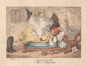 Deutscher Luxus oder Ruhe auf Deutsch, veröffentlicht 1800 (handkolorierter Stich) von James Gillray