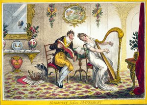Harmonie vor der Ehe, veröffentlicht von Hannah Humphrey, 25. Oktober 1805 (handkolorierte Gravur)