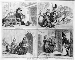 John Bulls Fortschritt, veröffentlicht von Hannah Humphrey, 1793 (Radierung)