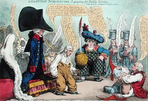 Lilliputian-Substitutes, Ausrüstung für den öffentlichen Dienst, veröffentlicht von Hannah Humphrey 1801 von James Gillray