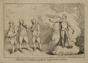 Malagrida und Verschwörer, die den Geist von Oliver Cromwell konsultieren, veröffentlicht am 10. Juni 1782 von James Gillray