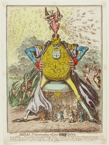 Midas, der alles in Papier verwandelt von James Gillray