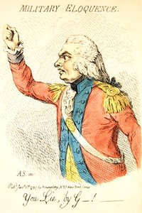 Militärische Redekunst, eine von acht Vignetten, die verschiedene Arten der Redekunst darstellen, veröffentlicht von Hannah Humphrey im Jahr 1795 (Detail)