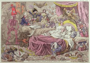 Politische Träumereien, Visionen des Friedens, zukünftige Schrecken, Karikatur zum Frieden von Amiens, 25. März 1802