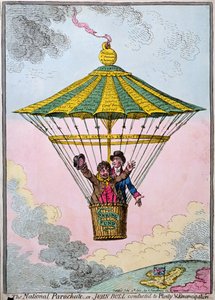 Der nationale Fallschirm, oder John Bull geführt zu Wohlstand und Emanzipation, veröffentlicht von Hannah Humphrey im Jahr 1802 von James Gillray