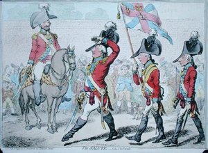 Der Gruß oder die Parade, veröffentlicht von Hannah Humphrey 1797 von James Gillray