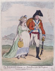 Die Rückkehr der Soldaten oder Seltene Nachrichten für Alt-England, veröffentlicht von Hannah Humphrey im Jahr 1791