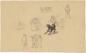 Belleneder Hund und Studien für "Militia Training" von James Goodwyn Clonney
