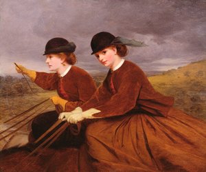 Auf den Downs - Zwei Damen reiten im Damensattel von James Hayllar