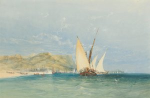 Küstenszene mit Segelbooten