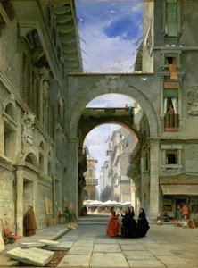 Piazza dei Signori in Verona mit dem Marktplatz, 1844