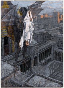 Christus wird auf eine Zinne des Tempels getragen, Illustration für Das Leben Christi, ca. 1884-96