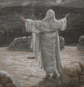 Christus zieht sich nachts auf den Berg zurück, Illustration aus Das Leben unseres Herrn Jesus Christus, 1886-94