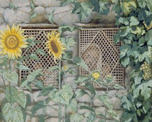 Jesus schaut durch ein Gitter mit Sonnenblumen, Illustration für Das Leben Christi, ca. 1886-96 von James Jacques Joseph Tissot