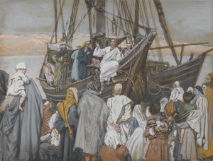 Jesus predigt in einem Schiff, Illustration aus Das Leben unseres Herrn Jesus Christus von James Jacques Joseph Tissot