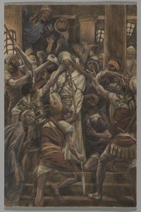 Misshandlungen im Haus des Kaiphas, Illustration aus Das Leben unseres Herrn Jesus Christus, 1886-94 von James Jacques Joseph Tissot