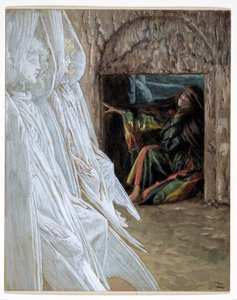 Maria Magdalena befragt die Engel im Grab, Illustration für Das Leben Christi von James Jacques Joseph Tissot