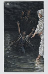 Heiliger Petrus geht auf dem Meer, Illustration aus Das Leben unseres Herrn Jesus Christus von James Jacques Joseph Tissot