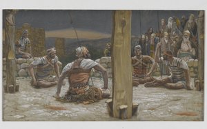 Die vier Wachen setzten sich und beobachteten ihn, Illustration aus Das Leben unseres Herrn Jesus Christus, 1886-94 von James Jacques Joseph Tissot