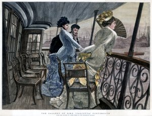 Die Galerie der H.M.S. Calcutta, Portsmouth, um 1850-1900