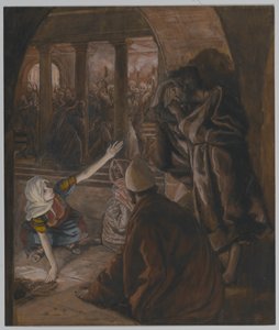 Die dritte Verleugnung des heiligen Petrus - Jesu Blick des Vorwurfs, Illustration aus Das Leben unseres Herrn Jesus Christus, 1886-94
