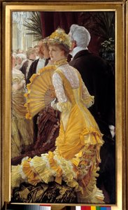Gelbes Kleid: elegantes Paar bei einem gesellschaftlichen Abend von James Jacques Joseph Tissot