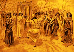 David tanzt vor der Lade von James Jacques Joseph after Tissot
