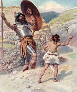 David schleudert den Stein von J. James Tissot - Bibel