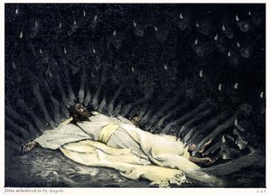 Jesus wird von Engeln bedient - Bibel von James Jacques Joseph after Tissot