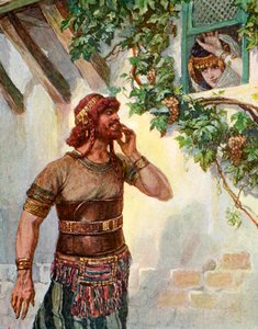 Simson sieht Delila an ihrem Fenster - Bibel