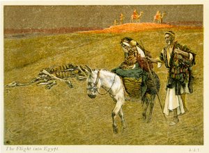 Die Flucht nach Ägypten, Heiliger Matthäus - Kapitel 2 - Bibel von James Jacques Joseph after Tissot