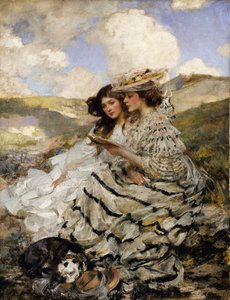 Auf den Dünen Lady Shannon und Kitty, ca. 1900-1910