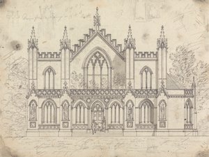 Vorbereitende Zeichnung für Design 14, Platte 11 für Eine Sammlung von Entwürfen für ländliche Rückzugsorte von James Malton