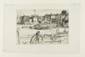 Black Lion Wharf, aus einer Serie von sechzehn Radierungen von Szenen auf der Themse (das "Thames Set") von James Abbott McNeill Whistler