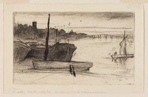 Chelsea Bridge und Kirche von James Abbott McNeill Whistler