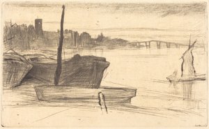 Chelsea-Brücke und Kirche von James McNeill Whistler