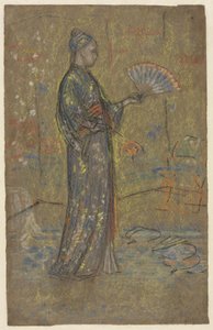 Japanische Frau malt einen Fächer von James McNeill Whistler