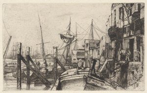 Limehouse, aus dem Thames Set (Eine Serie von sechzehn Radierungen von Szenen an der Themse und anderen Motiven) von James Abbott McNeill Whistler