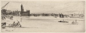 Alte Westminster-Brücke, aus dem Thames Set (Eine Serie von sechzehn Radierungen von Szenen an der Themse und anderen Motiven) von James Abbott McNeill Whistler